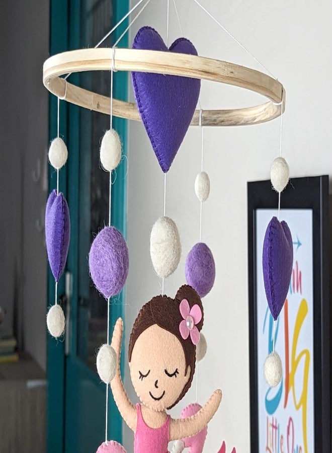 AGD Handmade Ballerina Cot Mobile for Baby Girl, Pink Kids Room Decoration, Cute Baby Nursery Mobile Hanging from Crib, Girly Bedroom Decor Gifts (Ballerina Hearts Swans) - Image 5