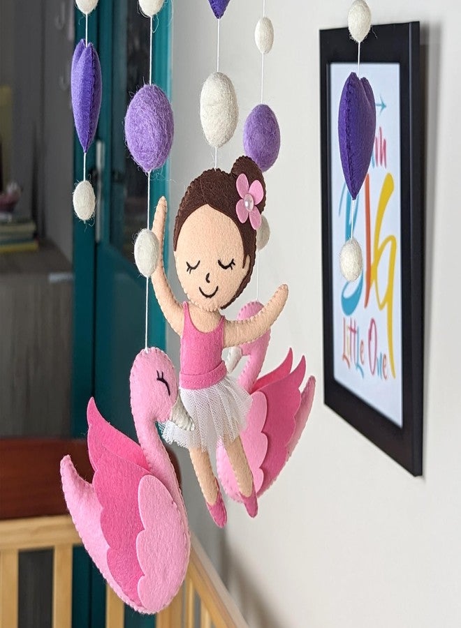 AGD Handmade Ballerina Cot Mobile for Baby Girl, Pink Kids Room Decoration, Cute Baby Nursery Mobile Hanging from Crib, Girly Bedroom Decor Gifts (Ballerina Hearts Swans) - Image 4