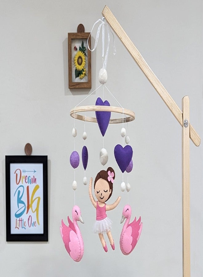 AGD Handmade Ballerina Cot Mobile for Baby Girl, Pink Kids Room Decoration, Cute Baby Nursery Mobile Hanging from Crib, Girly Bedroom Decor Gifts (Ballerina Hearts Swans) - Image 2