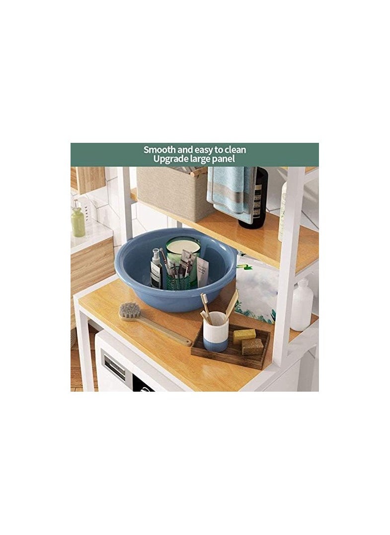 SS SS Tech Over Washing Machine Storage Rack, 3-Tier Metal Frame with Wood Shelves, Bathroom Laundry Organiser  - Image 3