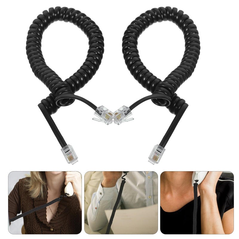 2 Pack Coiled Telephone Line Cord For Desk Phones Home Office Use - Image 4