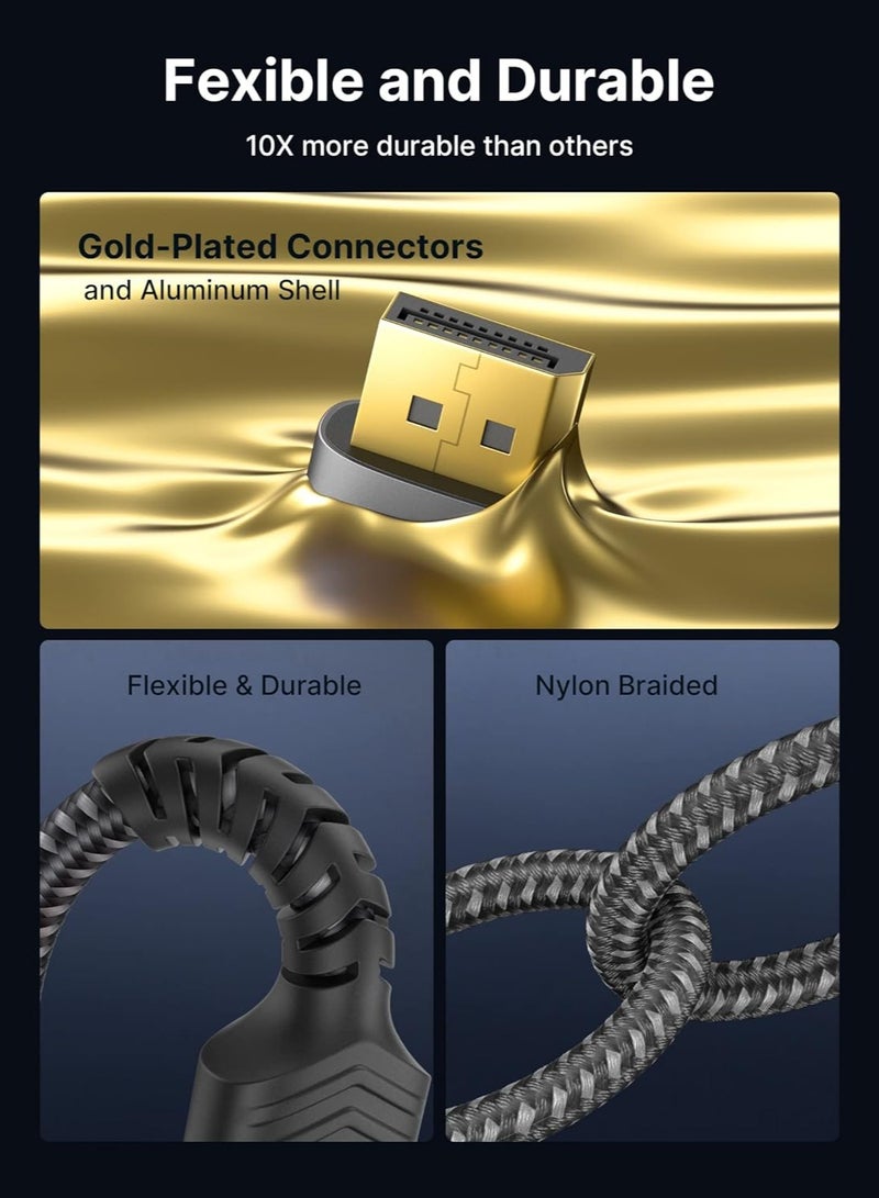 igeekwell 8K DisplayPort Cable 1.4, DP Cable 2M, 2 Pack,  (8K@60Hz, 2K@240Hz，4K@144Hz,32.4Gbps)，Display Port to Display Port Cable (DP to DP Cable) Compatible for Laptop PC TV Gaming Monitor - Image 5