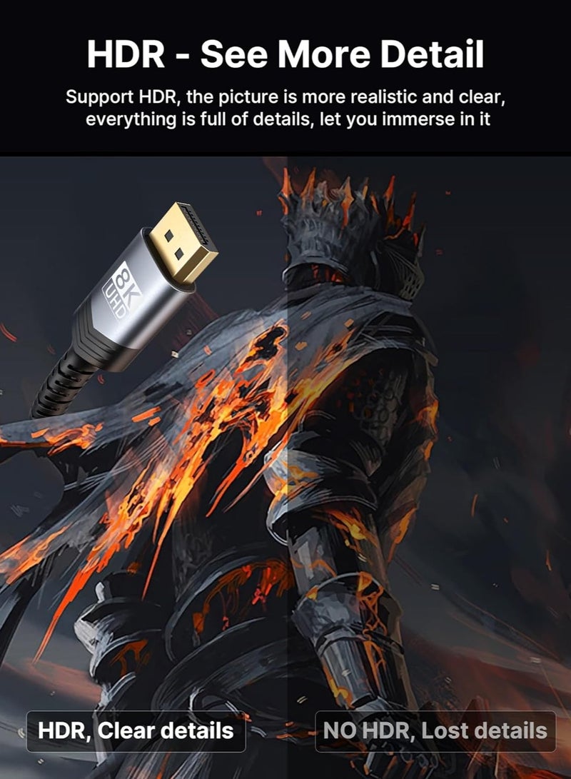 igeekwell 8K DisplayPort Cable 1.4, DP Cable 2M, 2 Pack,  (8K@60Hz, 2K@240Hz，4K@144Hz,32.4Gbps)，Display Port to Display Port Cable (DP to DP Cable) Compatible for Laptop PC TV Gaming Monitor - Image 4