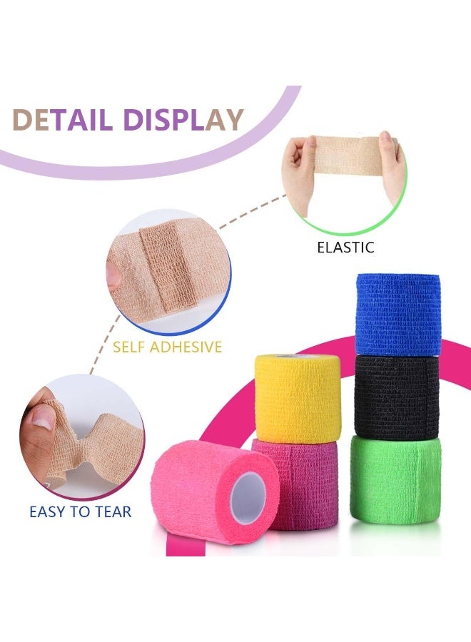 Cuken 15 Pack 5 cm x 4.5m Self Adhesive Bandage Breathable Cohesive Bandage Wrap Rolls Elastic Self-Adherent Tape for Stretch Athletic, Sports, Wrist, Ankle, 15 Colors - Image 3