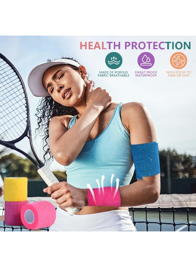 Cuken 15 Pack 5 cm x 4.5m Self Adhesive Bandage Breathable Cohesive Bandage Wrap Rolls Elastic Self-Adherent Tape for Stretch Athletic, Sports, Wrist, Ankle, 15 Colors - Image 5