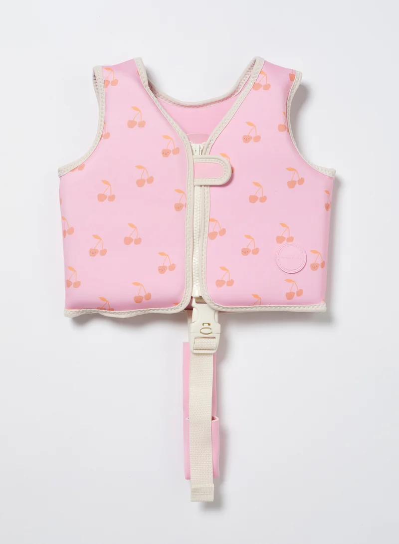 SUNNY LIFE Kids Swim Vest – Cotton Candy Cherry | Toddler Floatation Vest for Pool & Beach Safety – Adjustable, Comfortable & Cute Design