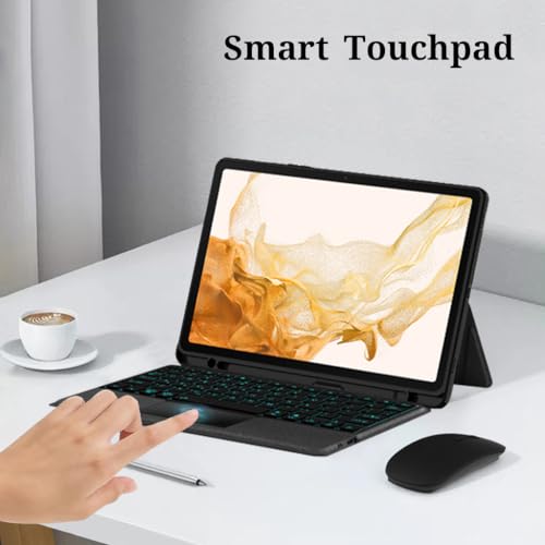 Concept Kart Keyboard Case for Samsung Galaxy Tab S8 / S7 11” (SM-X700/ X706/ T870/ T875/ T878) with Multi-Gesture Trackpad, 7 Color Backlit, Adjustable Kickstand, Built-in Pencil Holder, PU Leather Material - Image 2