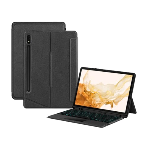 Concept Kart Keyboard Case for Samsung Galaxy Tab S8 / S7 11” (SM-X700/ X706/ T870/ T875/ T878) with Multi-Gesture Trackpad, 7 Color Backlit, Adjustable Kickstand, Built-in Pencil Holder, PU Leather Material - Image 1