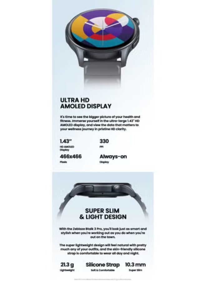 Btalk 3 Pro Smart Watch with AMOLED Display, Bluetooth Calling, Fitness Tracker, Heart Rate & Sleep Monitor - Image 5