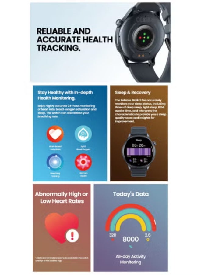 Btalk 3 Pro Smart Watch with AMOLED Display, Bluetooth Calling, Fitness Tracker, Heart Rate & Sleep Monitor - Image 3