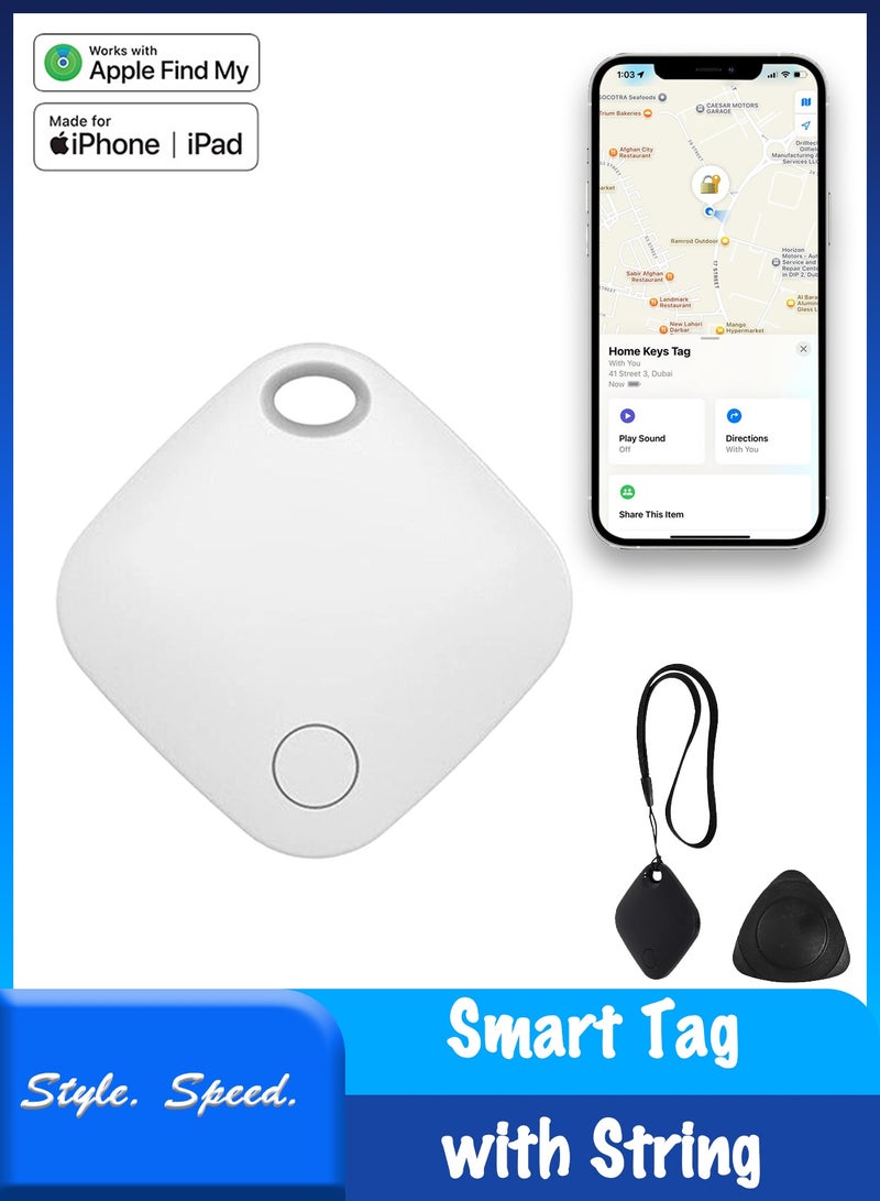 متعقّب جي بي إس ذكي للحيوانات الأليفة والمركبات والمفاتيح والأمتعة - متوافق مع تطبيق Apple Find My (iOS فقط)، تتبّع الموقع العالمي بالزمن الفعلي، عمر بطارية طويل، التسييج الجغرافي، عبوة ١ - أبيض
