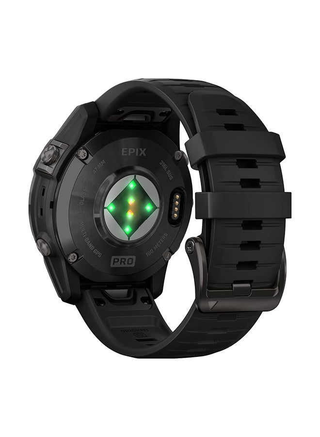 GARMIN Epix Pro (Gen 2) Standard Edition - 47MM - Up To 16 Days Battery Life - 1.3"inch Amoled Display, Scratch Resistant, Corning® Gorilla® Glass, Heart Rate Monitor, All Day Stress Monitor, Advanced GPS Features,  Advanced Golf Features, Super Bright LED Flashlight, iOS and Android Compatible Slate Gray with black silicone band - Image 2