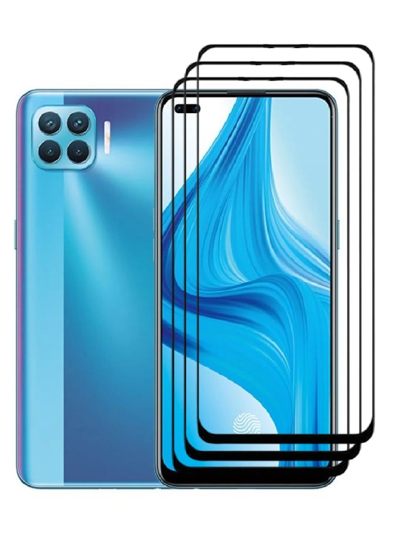 AINA حماية شاشة زجاجية مقساة 3 قطع 5D مصممة لهاتف أوبو F17 برو تغطية كاملة من الحافة إلى الحافة ولصق كامل خالي من الفقاعات - Image 1