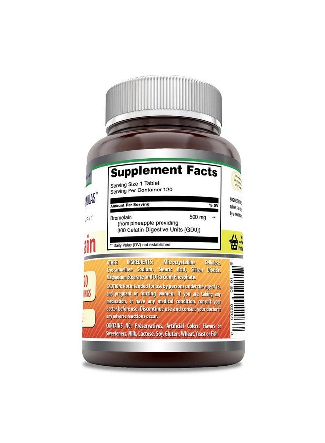 Amazing Nutrition Amazing Formulas Bromelain 500 Mg 120 Tablets Supplement | Non-GMO | Gluten Free | Made in USA - Image 2