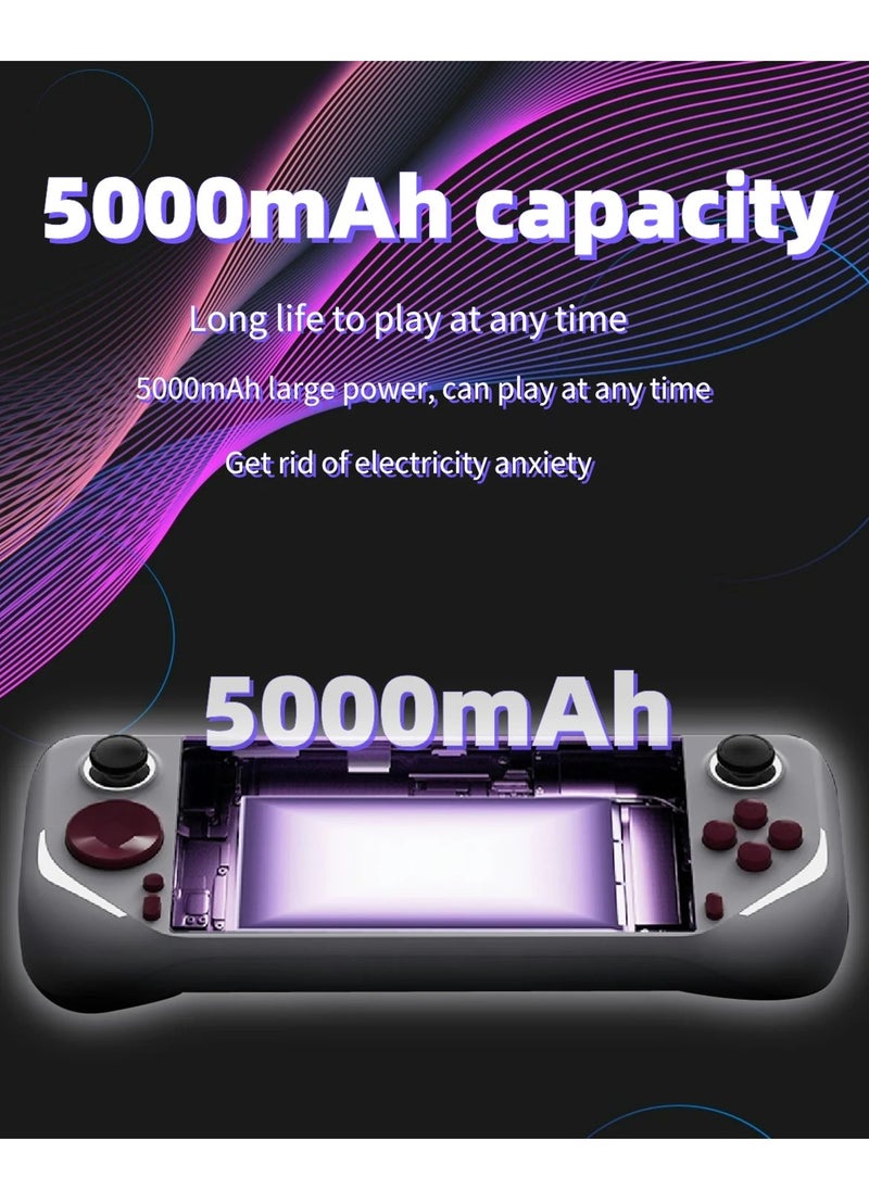 null - E6 Plus Handheld Game Console, 128G RK3566 TV Connect 5-Inch Touch Screen LINUX/Android Dual System WiFi Children Gifts (Purple) - Image 1