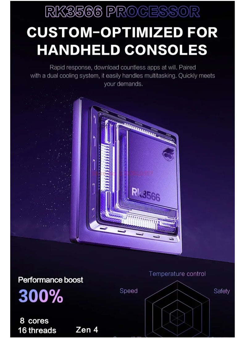 null - E6 Plus Handheld Game Console, 128G RK3566 TV Connect 5-Inch Touch Screen LINUX/Android Dual System WiFi Children Gifts (Purple) - Image 1