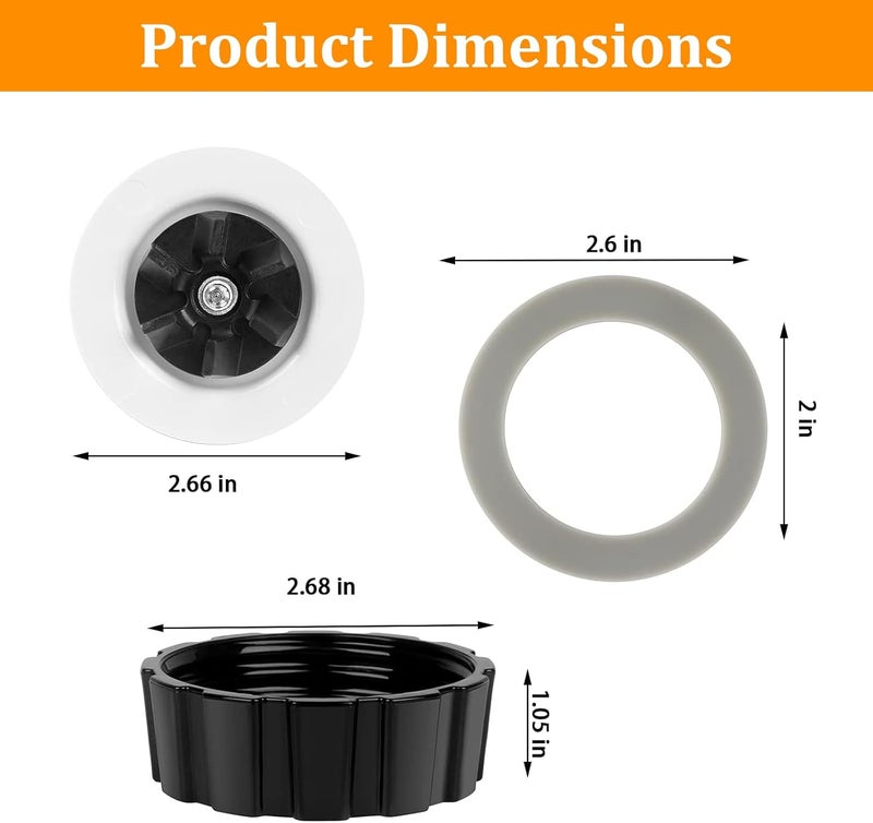 HenSinTc Replacement Parts For Hamilton Beach Blender Blades with Blade Gasket Blender Base Bottom Cap and 2 Rubber O Ring Sealing Ring Gasket - Image 2