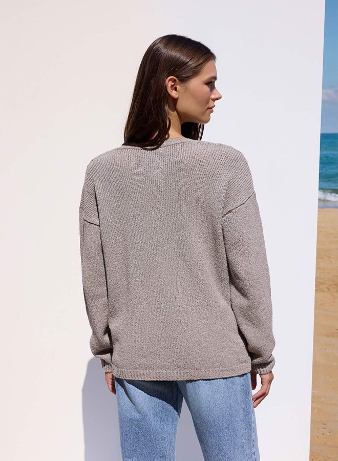 trendyol More Sustainable Mink Cotton Wide Fit Knitwear Sweater - Image 4