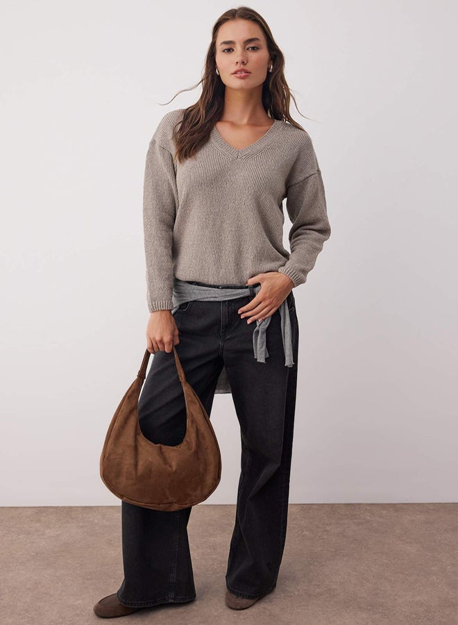 trendyol More Sustainable Mink Cotton Wide Fit Knitwear Sweater - Image 5