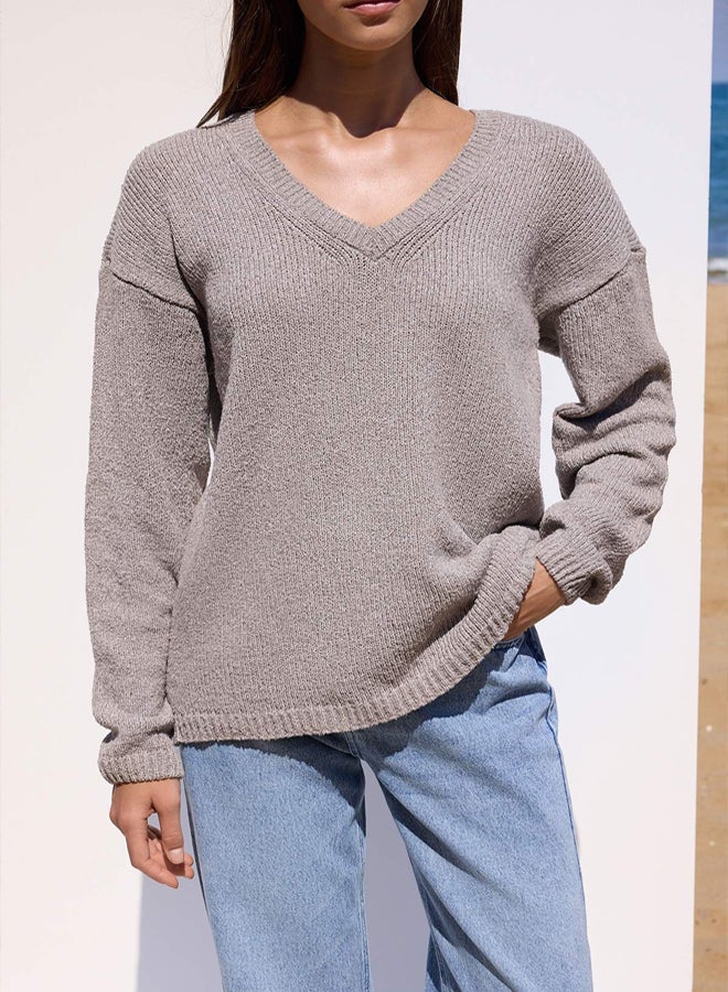 trendyol More Sustainable Mink Cotton Wide Fit Knitwear Sweater - Image 3