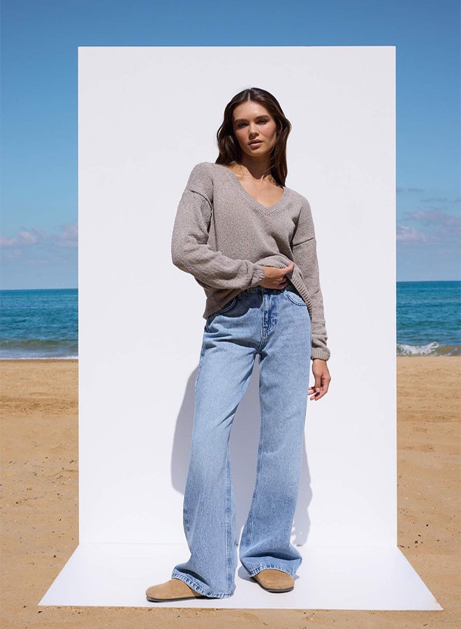 trendyol More Sustainable Mink Cotton Wide Fit Knitwear Sweater - Image 2