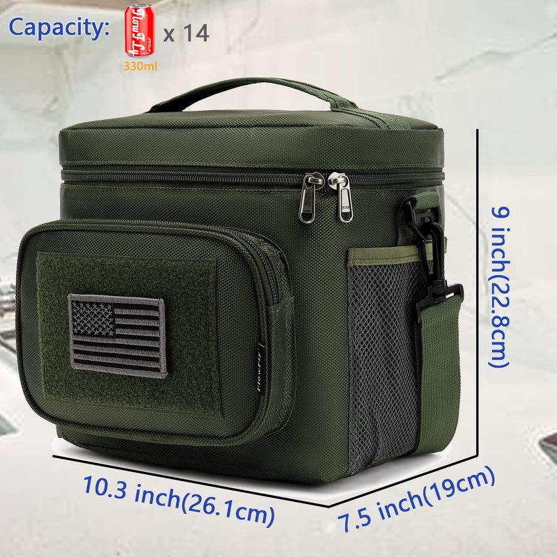 FlowFly Tactical Lunch Bag Large Insulated Lunch Box Cooler Tote for Men, Women with MOLLE/PALS Webbing (Army#Green, Medium) - Image 3