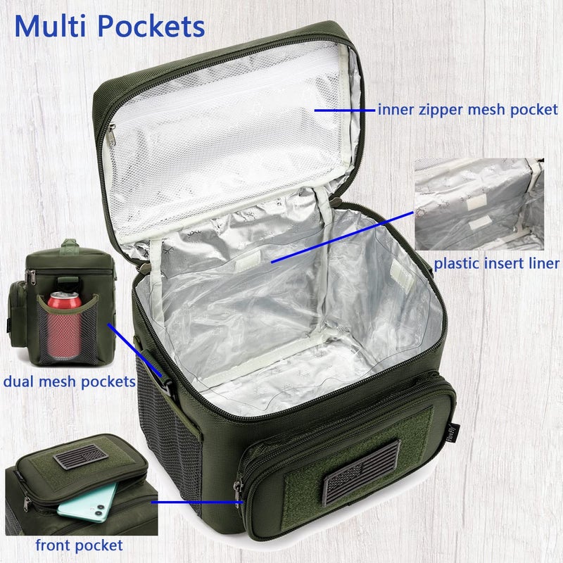 FlowFly Tactical Lunch Bag Large Insulated Lunch Box Cooler Tote for Men, Women with MOLLE/PALS Webbing (Army#Green, Medium) - Image 5