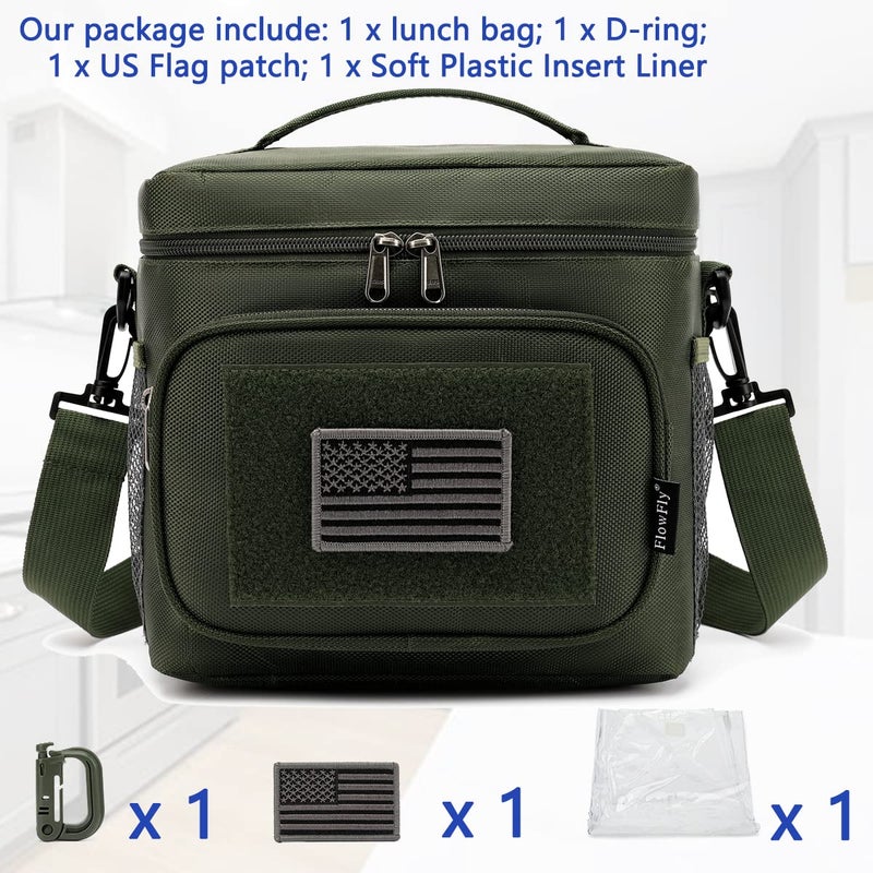 FlowFly Tactical Lunch Bag Large Insulated Lunch Box Cooler Tote for Men, Women with MOLLE/PALS Webbing (Army#Green, Medium) - Image 2