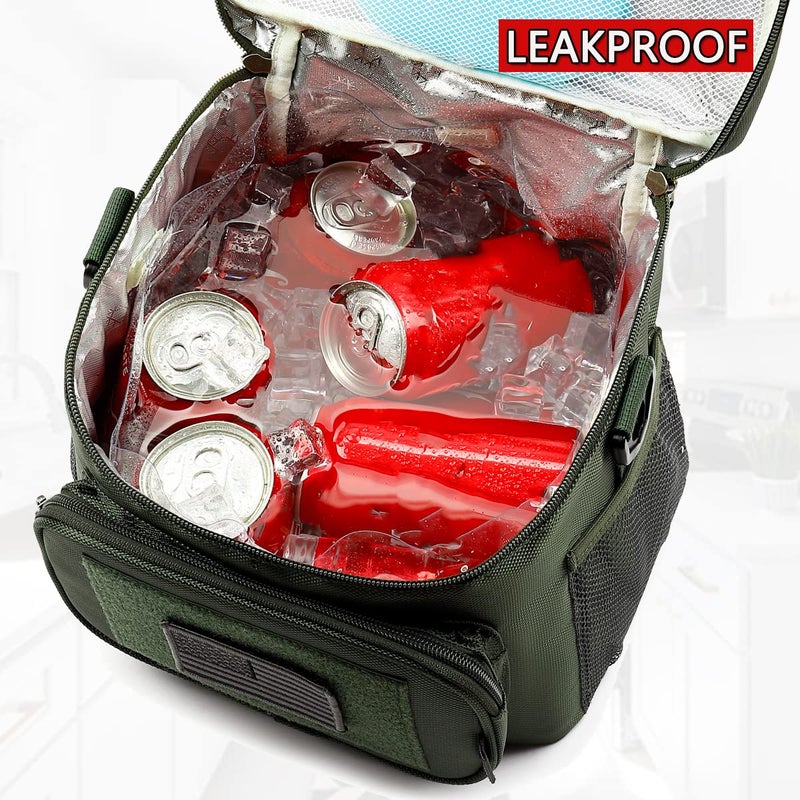 FlowFly Tactical Lunch Bag Large Insulated Lunch Box Cooler Tote for Men, Women with MOLLE/PALS Webbing (Army#Green, Medium) - Image 4