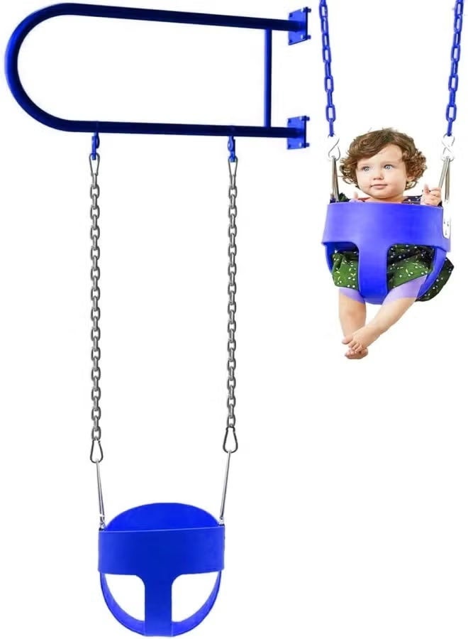 فيتنس ورلد أرجوحة حائط مصنوعة من الحديد بمقعد متأرجح وسلاسل للانشطة الخارجية , مقعد حديدي متأرجح عالي التحمل مع سلسلة حديدي , مرجيحة أطفال للملعب والفناء الخلفي وغرفة اللعب مع سلسلة مغطاة بالبلاستيك وخطافات - Image 1