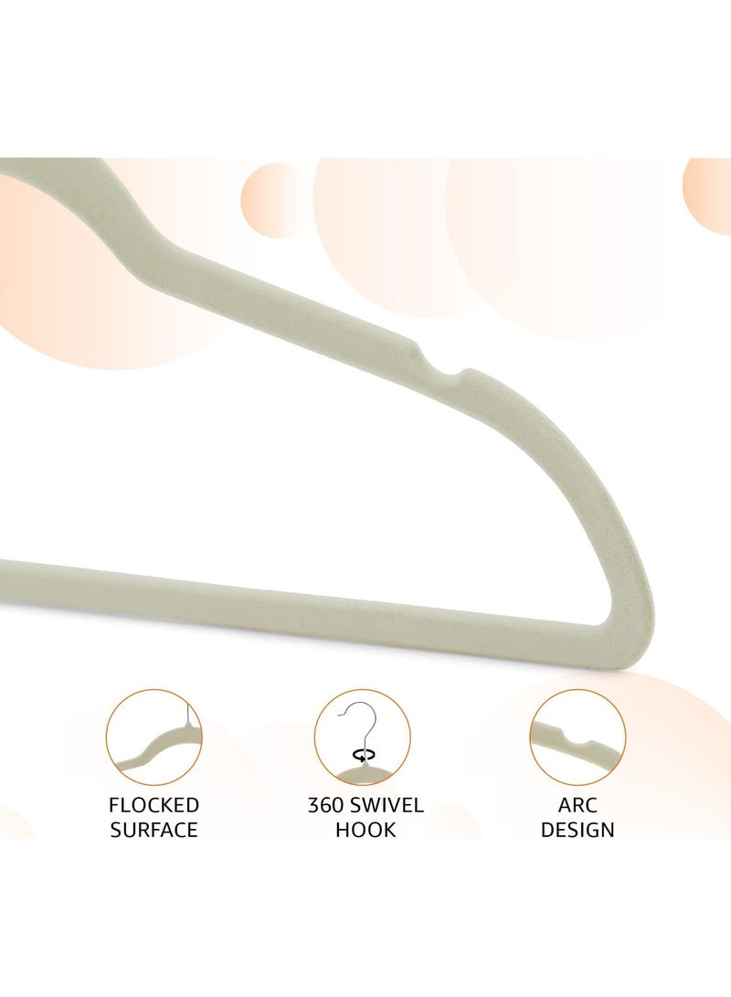 BLOOMING TIME 50pc Heavy Duty Velvet Hangers - Non-Slip Space Saving Clothes Hangers with 360° Swivel Hooks - Image 2
