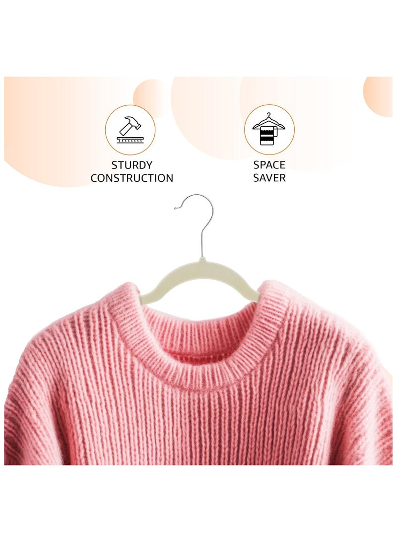 BLOOMING TIME 50pc Heavy Duty Velvet Hangers - Non-Slip Space Saving Clothes Hangers with 360° Swivel Hooks - Image 3
