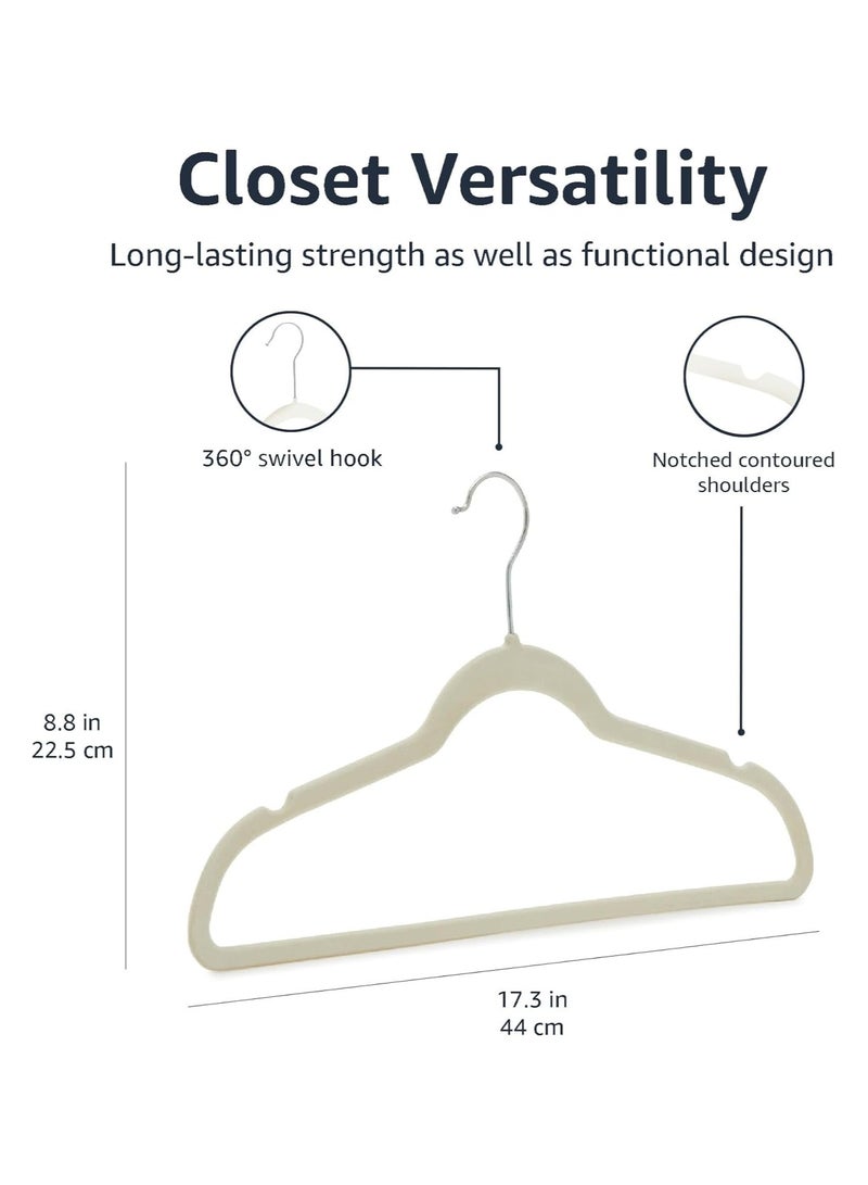 BLOOMING TIME 50pc Heavy Duty Velvet Hangers - Non-Slip Space Saving Clothes Hangers with 360° Swivel Hooks - Image 5