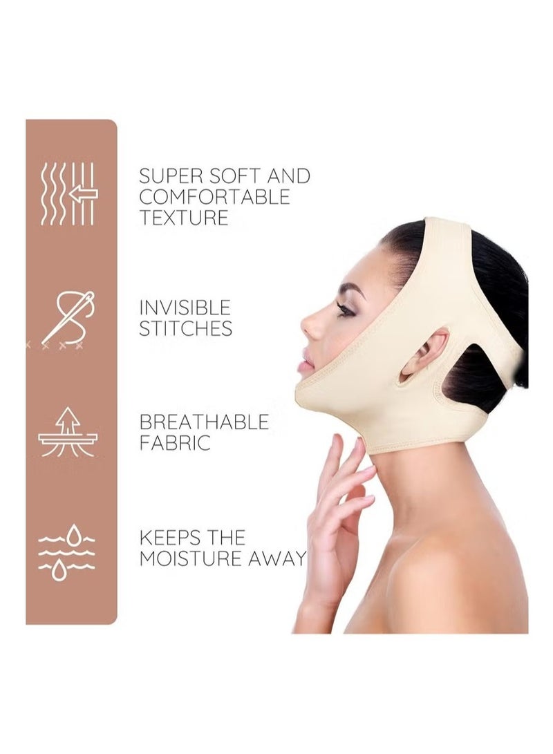 Post Surgery Neck and Chin Compression Wrap Bandage, Face Slimmer, Jowl Tightening, Neck Coverage, Chin Lifting Strap for Women（S） - Image 2