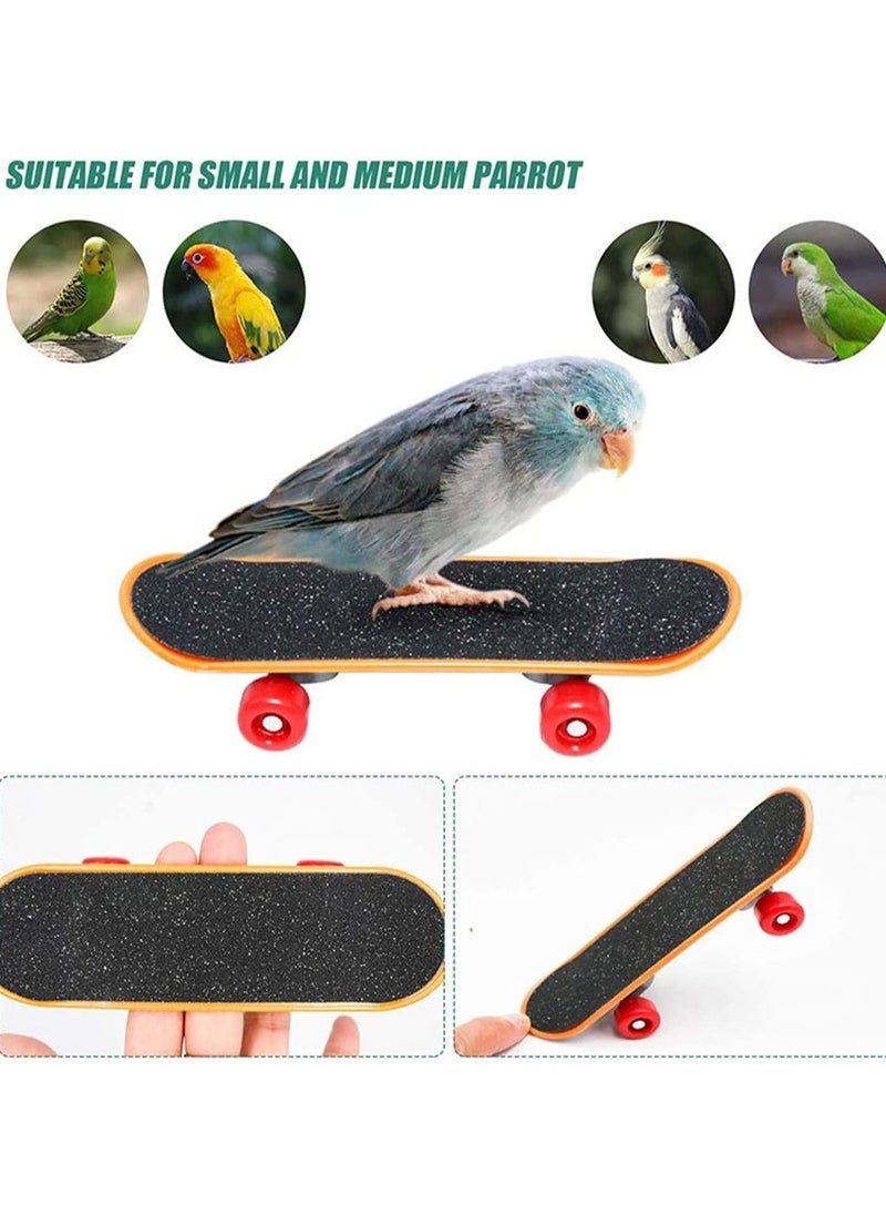 4Pcs Bird Training Intelligence Toys Set Included Training Basketball, Colorful Stacking Rings, Mini Skateboard and Shopping Cart Toy, Sepak Takraw for Parrots, Budgies, Cockatiel, Parakeet  - Image 5