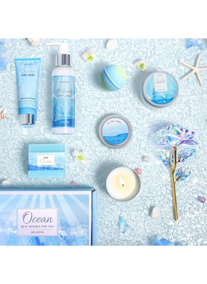 LUCOTIYA - Gifts for Women, Ocean Scented Spa Gifts for Women Birthday 7 Luxury Self Care Gifts for Women, Gift Basket Care Package for Women Her Wife Mom Friends Female Bff - Image 1