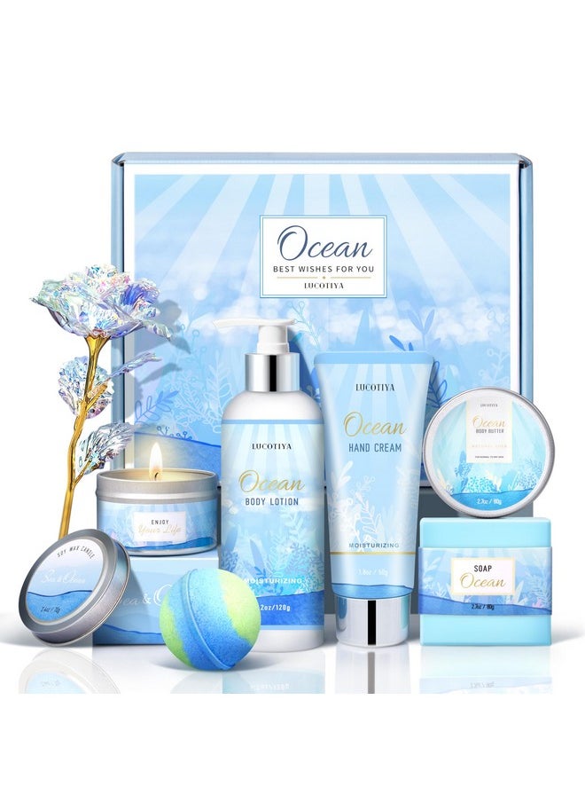 LUCOTIYA - Gifts for Women, Ocean Scented Spa Gifts for Women Birthday 7 Luxury Self Care Gifts for Women, Gift Basket Care Package for Women Her Wife Mom Friends Female Bff - Image 1