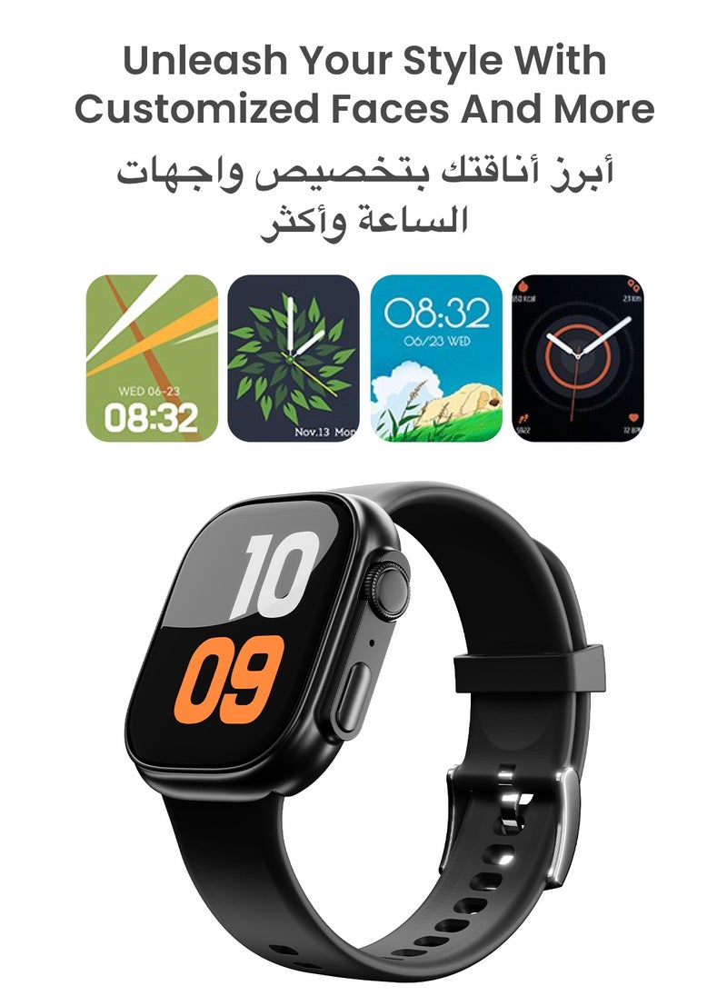 تاينيموس - ساعة ذكية تيمبو مع ميزات صحية متقدمة / مراقبة معدل ضربات القلب / أكثر من 100 وضع رياضي / SPO2 / GPS / المكالمات عبر البلوتوث / شاشة AMOLED عالية الدقة / عمر بطارية 15 يومًا - اسود ليلي - Image 1