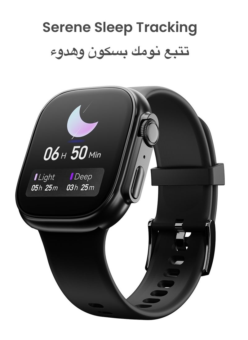 تاينيموس - ساعة ذكية تيمبو مع ميزات صحية متقدمة / مراقبة معدل ضربات القلب / أكثر من 100 وضع رياضي / SPO2 / GPS / المكالمات عبر البلوتوث / شاشة AMOLED عالية الدقة / عمر بطارية 15 يومًا - اسود ليلي - Image 1