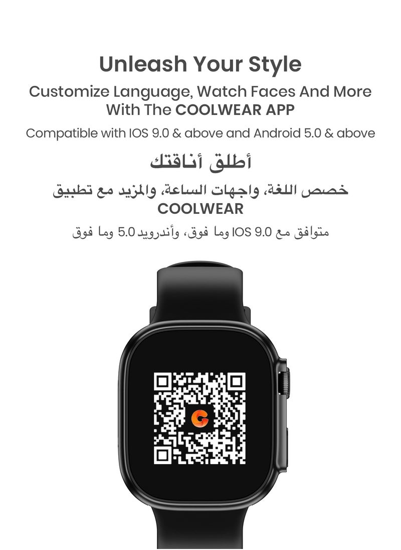 تاينيموس - ساعة ذكية تيمبو مع ميزات صحية متقدمة / مراقبة معدل ضربات القلب / أكثر من 100 وضع رياضي / SPO2 / GPS / المكالمات عبر البلوتوث / شاشة AMOLED عالية الدقة / عمر بطارية 15 يومًا - اسود ليلي - Image 1