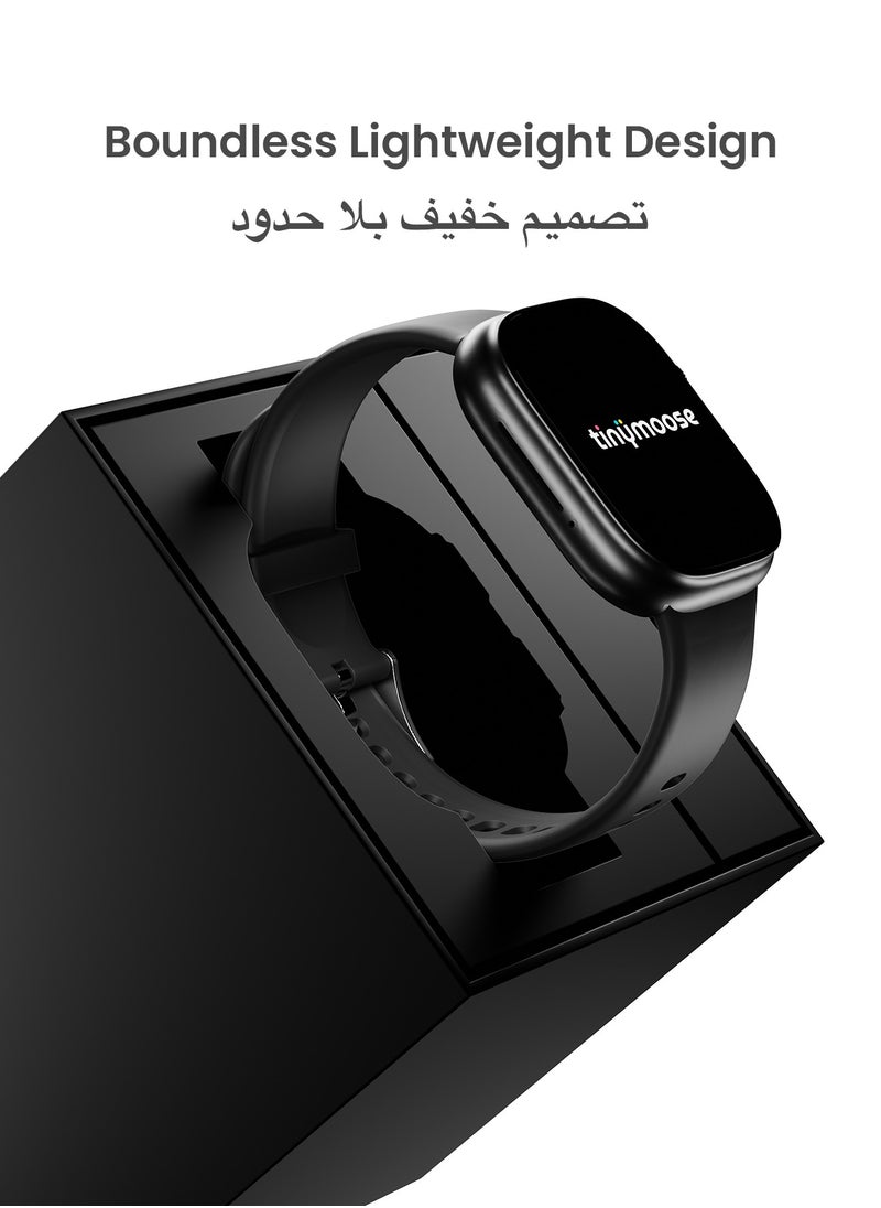 تاينيموس - ساعة ذكية تيمبو مع ميزات صحية متقدمة / مراقبة معدل ضربات القلب / أكثر من 100 وضع رياضي / SPO2 / GPS / المكالمات عبر البلوتوث / شاشة AMOLED عالية الدقة / عمر بطارية 15 يومًا - اسود ليلي - Image 1
