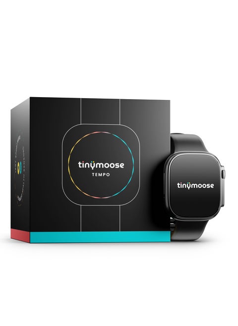 Smartwatch Tempo With Advanced Health Features / Heart Monitoring / 100+ Sport Modes / IP68 Waterproof / SPO2 / GPS / Bluetooth Calling / ِHD AMOLED Display / 15 day Battery Life - Midnight Black
