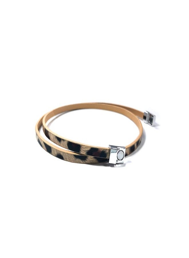HUNO Multilayer Leopard Textured Cuff Bracelets Buckle Snakeskin PU Leather Wrap Cuff Bangle for Women(leopard) - Image 5