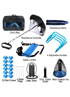 Jidyous Agility Ladder 1 Agility Training Equipment 1 Resistance Parachute 4 Adjustable Hurdles 12 Disc Cones 1 Jump Rope 1 Resistance Band with bag Agility Speed Training Equipment for Youth&Adults  - Image 2
