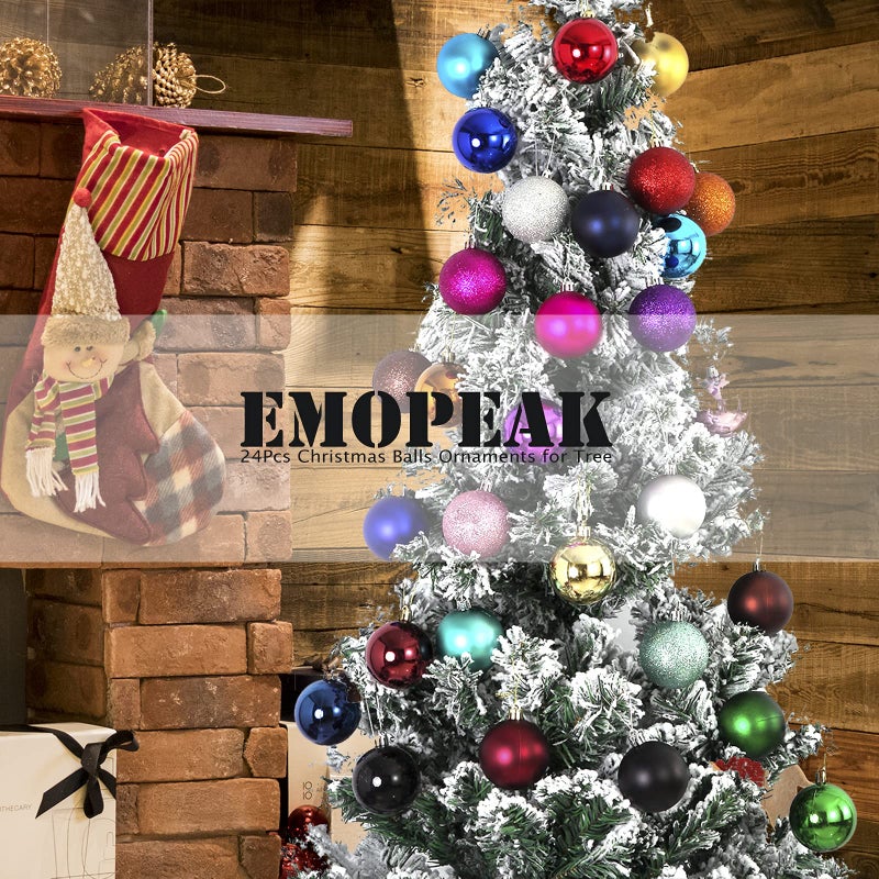 Emopeak 24Pcs Christmas Balls Ornaments for Xmas Christmas Tree - Shatterproof Christmas Tree Decorations Hanging Ball for Holiday Wedding Party Decoration (Dark Grey  1.57""-4.2CM) - Image 4
