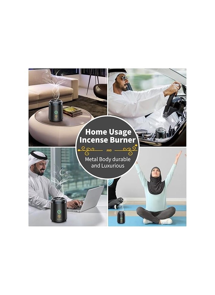 عود بخور لاب مبخرة عود كهربائية صغيرة مع مصابيح ليد لنشر الروائح العربية للمنزل والمكتب والسيارة ومبخرة بخور صغيرة محمولة قابلة لإعادة الشحن عبر منفذ يو إس بي  - Image 4