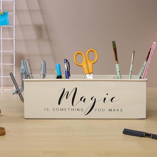 anantam homes Desk organizer with 4 compartments for office table | stylish Metal Desk Organizer | Stationary Storage | Pencil Holder for Office, Home, and Study Table (Magic) Beige - Image 3
