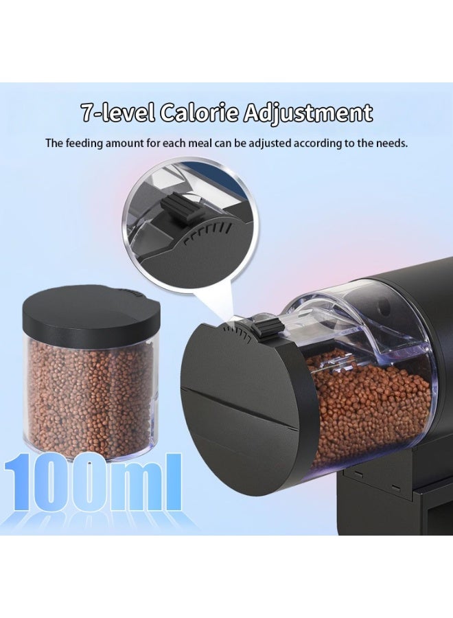 Aquarium Automatic Fish Feeder, 100ml Large Capacity with 12H/24H Timer, Manual & Automatic Dual Mode, Adjustable Feeding Amount, Battery-Powered Fish Food Dispenser for Home Office Fish Tanks - Image 4