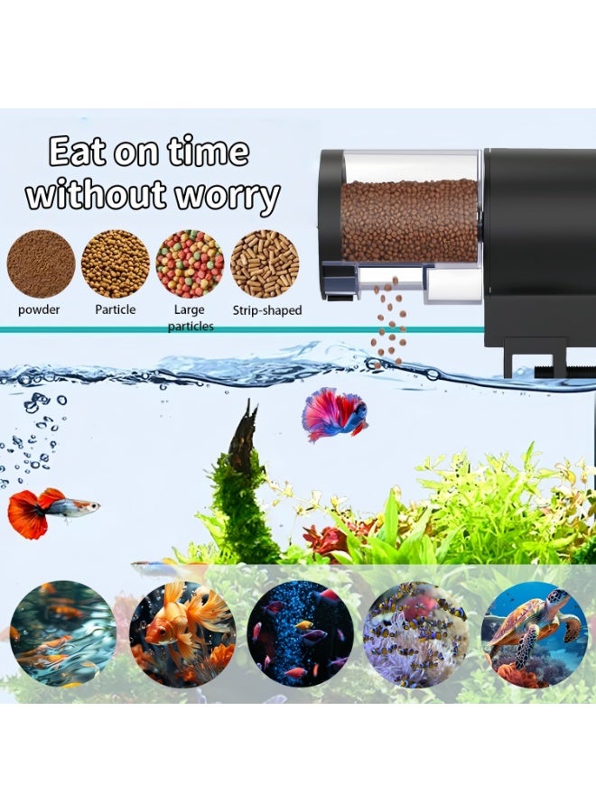 Aquarium Automatic Fish Feeder, 100ml Large Capacity with 12H/24H Timer, Manual & Automatic Dual Mode, Adjustable Feeding Amount, Battery-Powered Fish Food Dispenser for Home Office Fish Tanks - Image 5