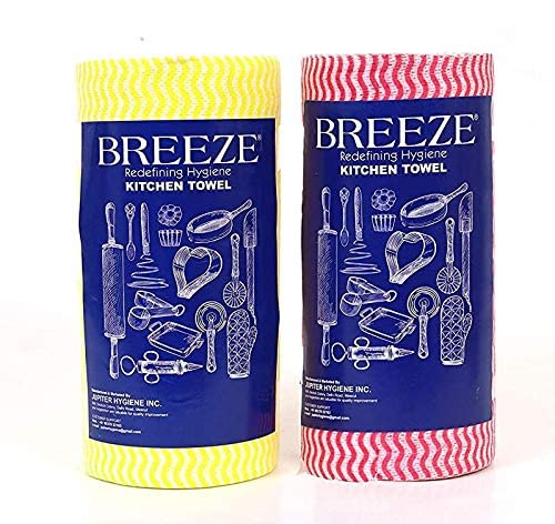 Breeze Premium NonWoven Multipurpose Kitchen Towel Roll 80 Pull Pack of 2 - Image 1